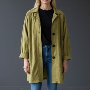 VTG MILL VALLEY Acid Green Tattersall Seersucker Oversized Lagenlook Shacket